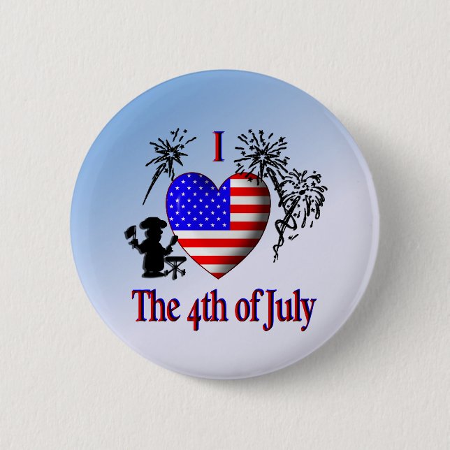 I Heart the 4th of July 2 Inch Round Button (Front)