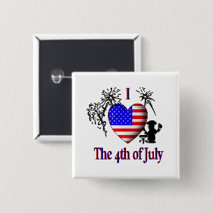I Heart the 4th of July 2 Inch Square Button