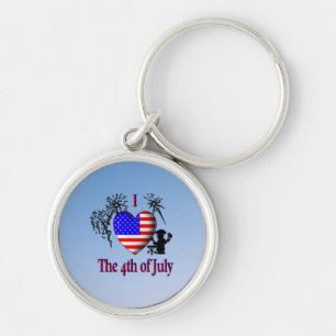 I Heart the 4th of July Keychain