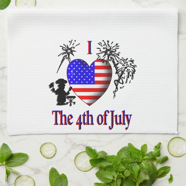I Heart the 4th of July Kitchen Towel (Folded)