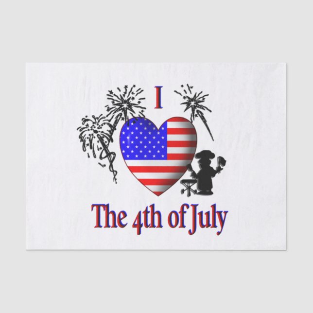 I Heart the 4th of July Tissue Paper (Front)