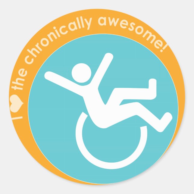 I {heart} the Chronically Awesome Classic Round Sticker (Front)