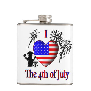 I Heart The Fourth of July Hip Flask
