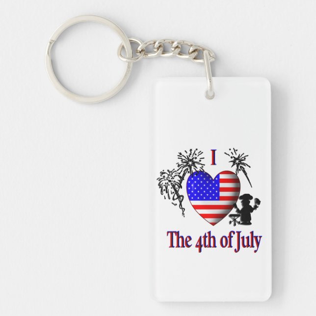I Heart The Fourth of July Keychain (Front)