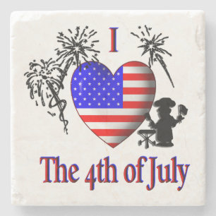 I Heart The Fourth of July Stone Coaster