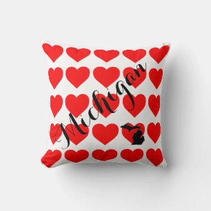 I heart the Great Lakes, Michigander, red hearts Throw Pillow