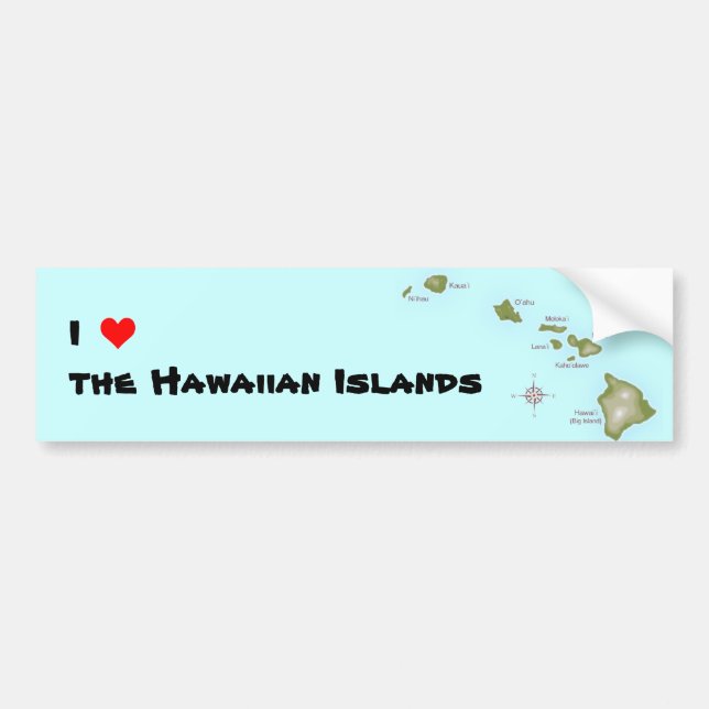 I (heart) the Hawaiian Islands Bumper Sticker (Front)