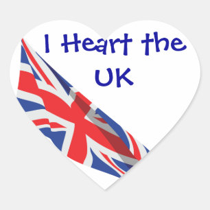 I Heart the UK/Union Jack Flag Sticker
