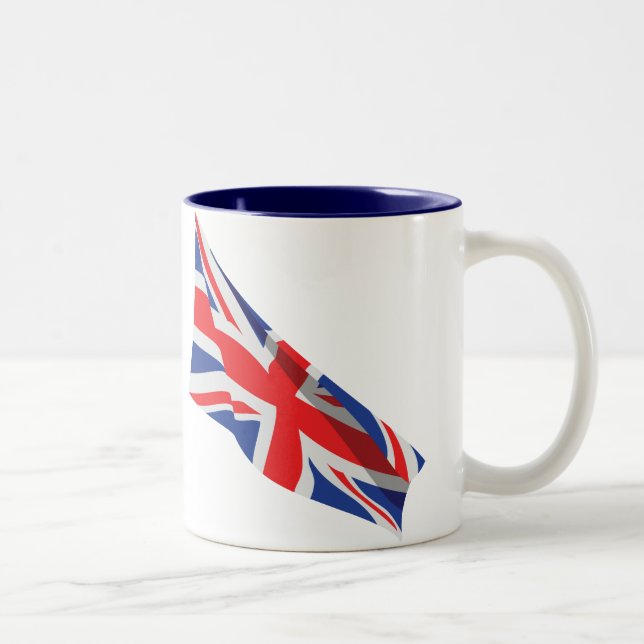 I Heart the UK/Union Jack Flag Two-Tone Coffee Mug (Right)