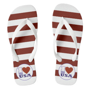 I "Heart" The USA Flip Flops