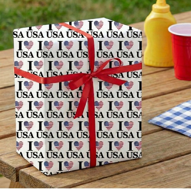 I Heart The USA Wrapping Paper (The Heart of Giving.)