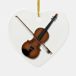 I Heart the Violin Charming Musical Instrument  Ceramic Ornament