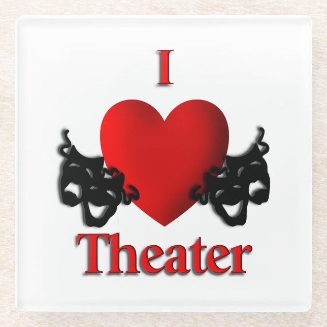 I Heart Theatre Glass Coaster (Front)