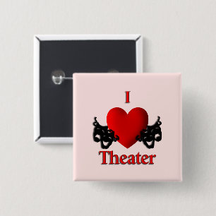 I Heart Theatre Pink 2 Inch Square Button