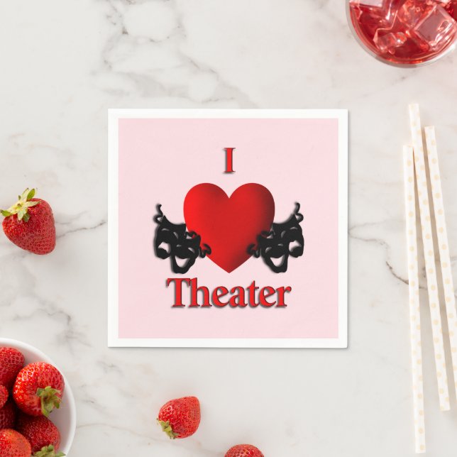 I Heart Theatre Pink Napkin (Insitu)