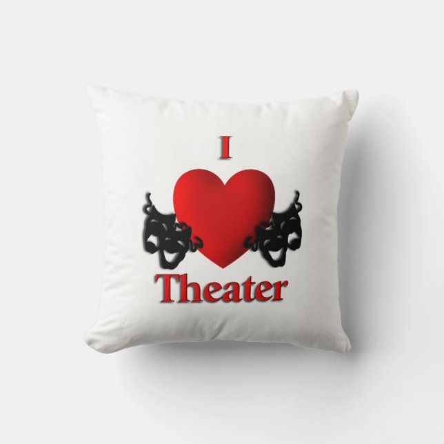 I Heart Theatre Throw Pillow (Front)