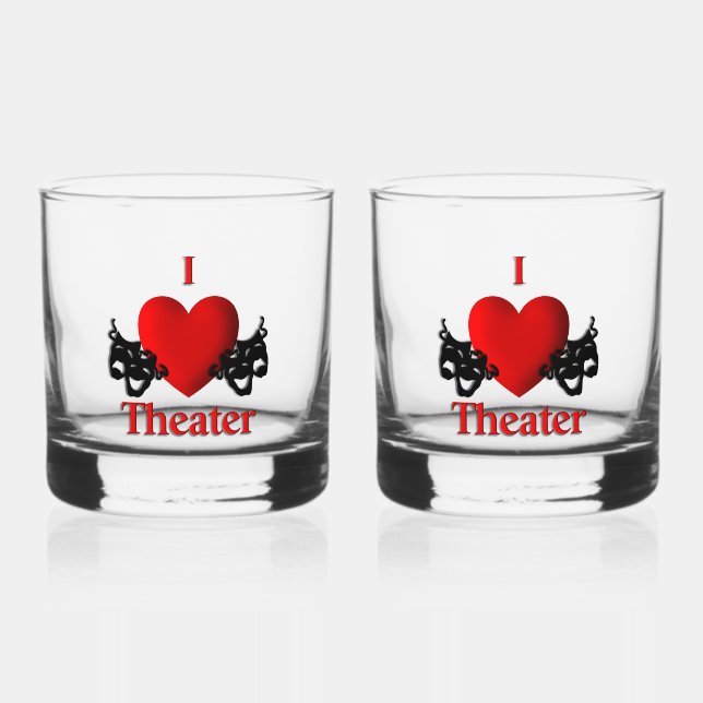 I Heart Theatre Whiskey Glass (Front)