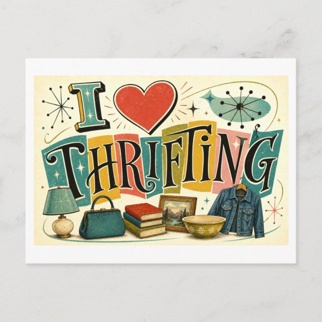 I [Heart] Thrifting Postcard (Front)