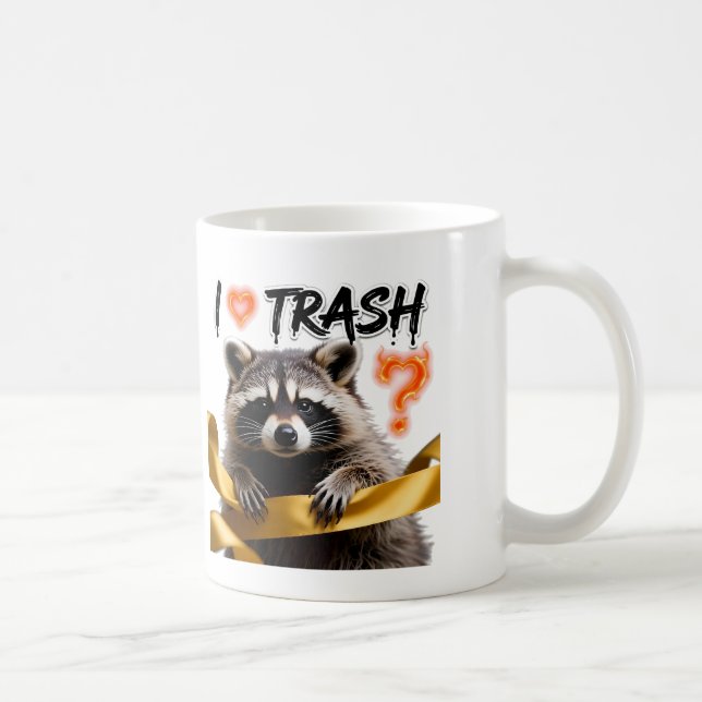 I Heart Trash Cute Raccoon Design Coffee Mug (Right)