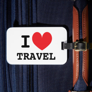 I heart travel lugagge tag for suitcase or bag