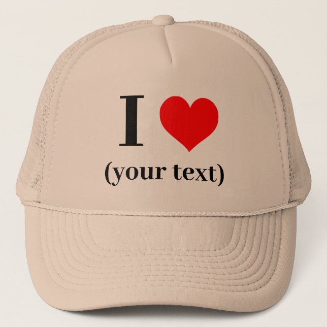 I HEART! Trucker Hat - Khaki - Customize (Front)