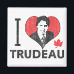 I Heart Trudeau Magnet<br><div class="desc">I Heart Trudeau. I Love Justin Trudeau. With a red Canadian Maple Leaf. Canada's Liberal Prime Minister. Justin's face done as a graphic illustration and finished in a grunge,  distressed look.</div>