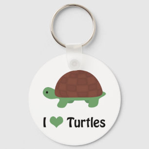 I Heart Turtles Cute Cartoon Turtle Keychain
