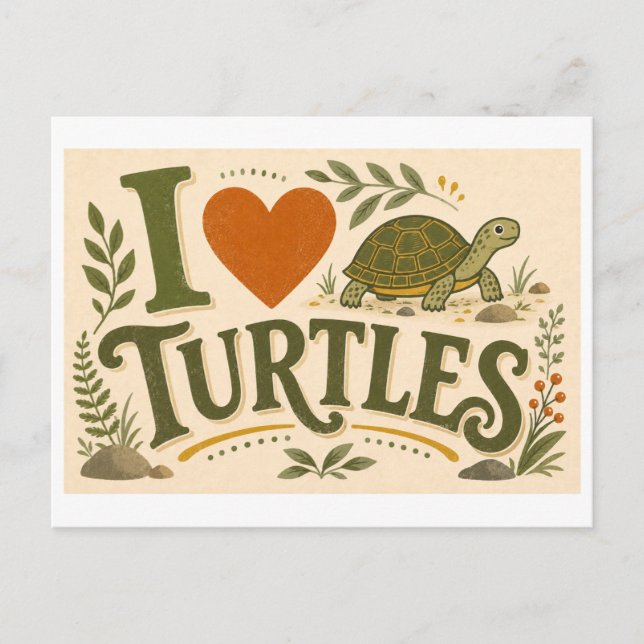 "I [Heart] Turtles" Postcard (Front)