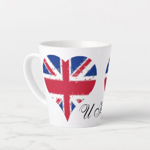 I Heart UK British Flag Great Brittan  Latte Mug