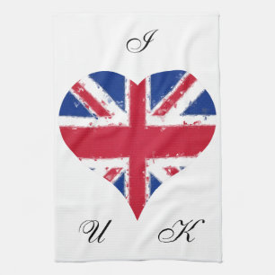 I Heart UK England Britain British Flag Kitchen Towel