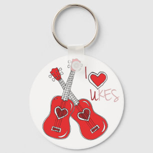 I heart ukes I love Ukuleles Keychain