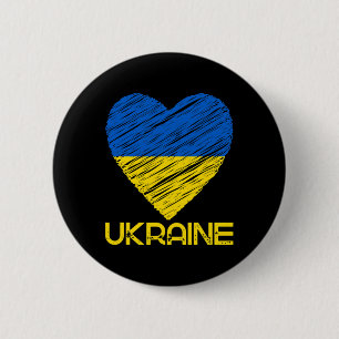 I Heart Ukraine Flag Tee Shirt I Support Ukrainian 2 Inch Round Button