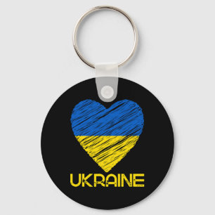 I Heart Ukraine Flag Tee Shirt I Support Ukrainian Keychain