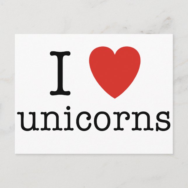 I Heart Unicorns Postcard (Front)