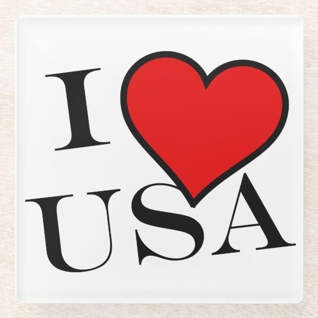 I Heart USA bk coastercnt Glass Coaster (Front)