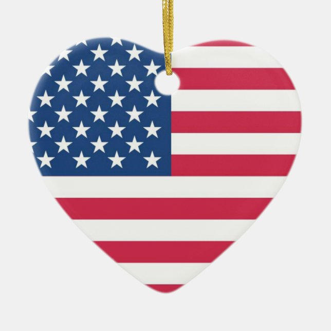 I Heart USA Ceramic Ornament (Front)