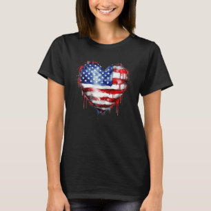 I heart USA I Love USA America Patriotic 4th July T-Shirt