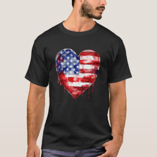 I heart USA I Love USA America Patriotic 4th July T-Shirt