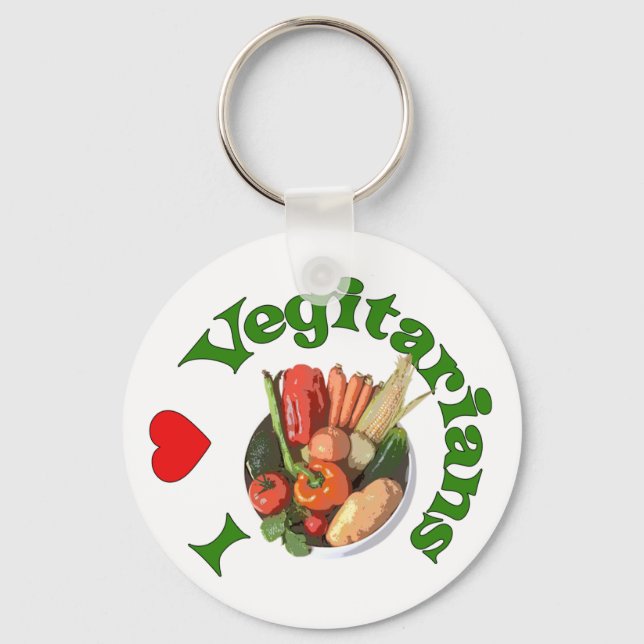 I Heart Vegetarians Keychain (Front)