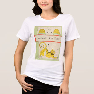 I Heart Vintage Books French  Tiger and Bee Hive Tri-Blend Shirt