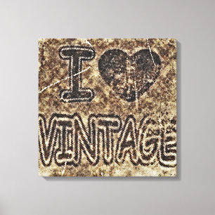 I Heart Vintage Wrapped Canvas