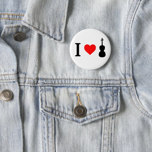 I heart Violin Badge 2 Inch Round Button (In Situ)