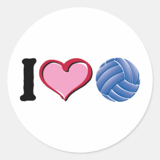 I heart volleyball classic round sticker