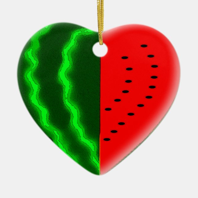I (Heart) Watermelon Ceramic Ornament (Front)