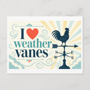 "I [Heart] Weather Vanes" Postcard