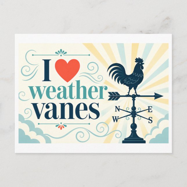 "I [Heart] Weather Vanes" Postcard (Front)