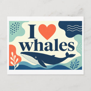 "I [Heart] Whales" Postcard
