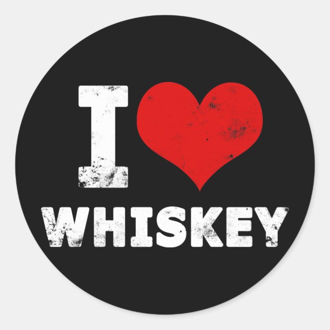 I Heart Whiskey Classic Round Sticker (Front)