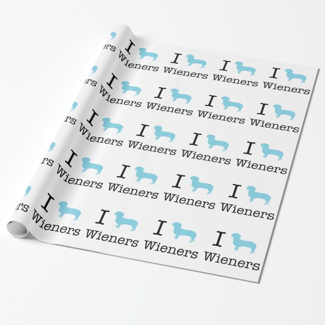 I Heart Wieners Wrapping Paper (Unrolled)