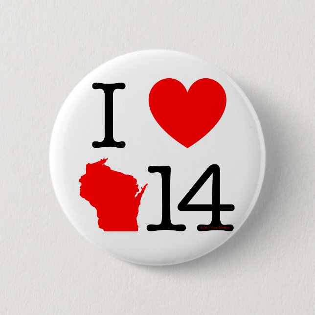 I Heart Wisconsin 14 2 Inch Round Button (Front)